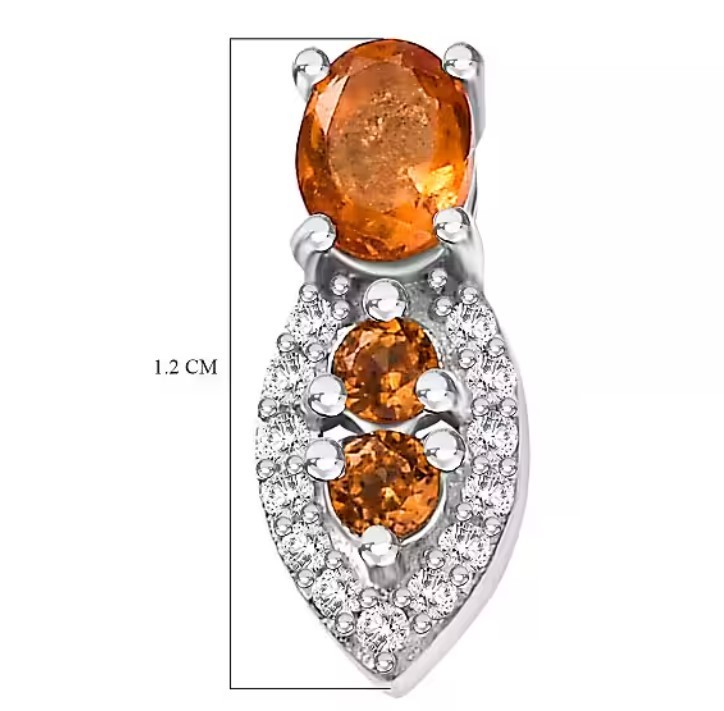 Natural Spessartine Garnet & Natural Zircon 925 Sterling Silver Stud Earrings