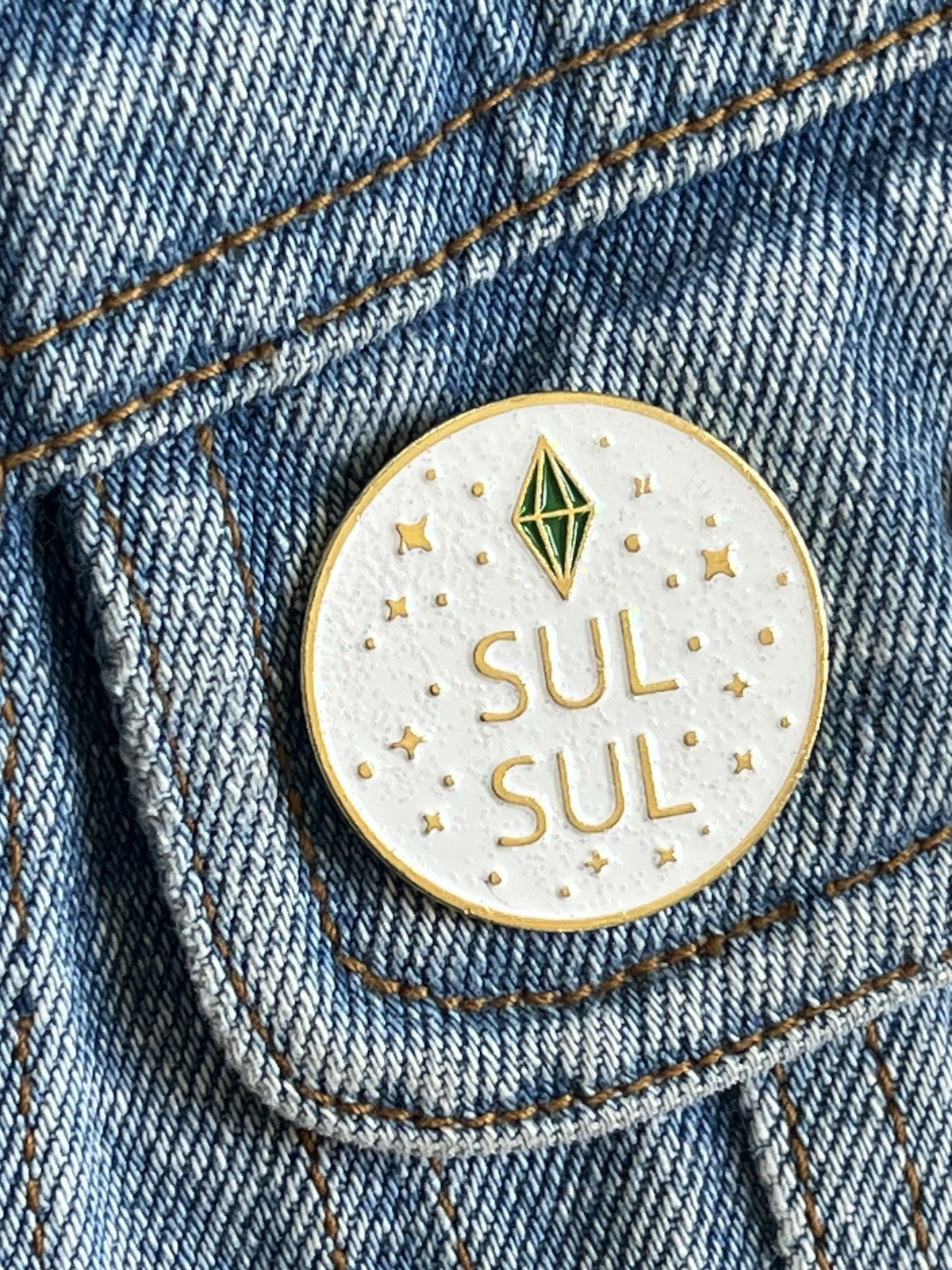 The Sims – “Sul Sul” Funny Simlish Video Games Gold Plated Glittery Enamel Pin