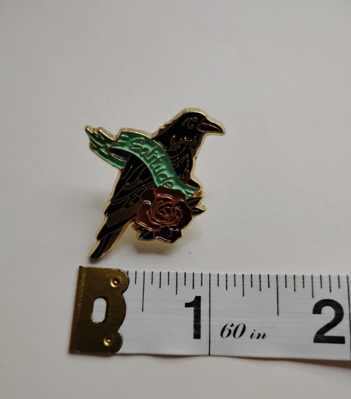 5 PC Enamel Black Crow Pins Gold Toned Raven Birds Jewelry Halloween Goth Emo