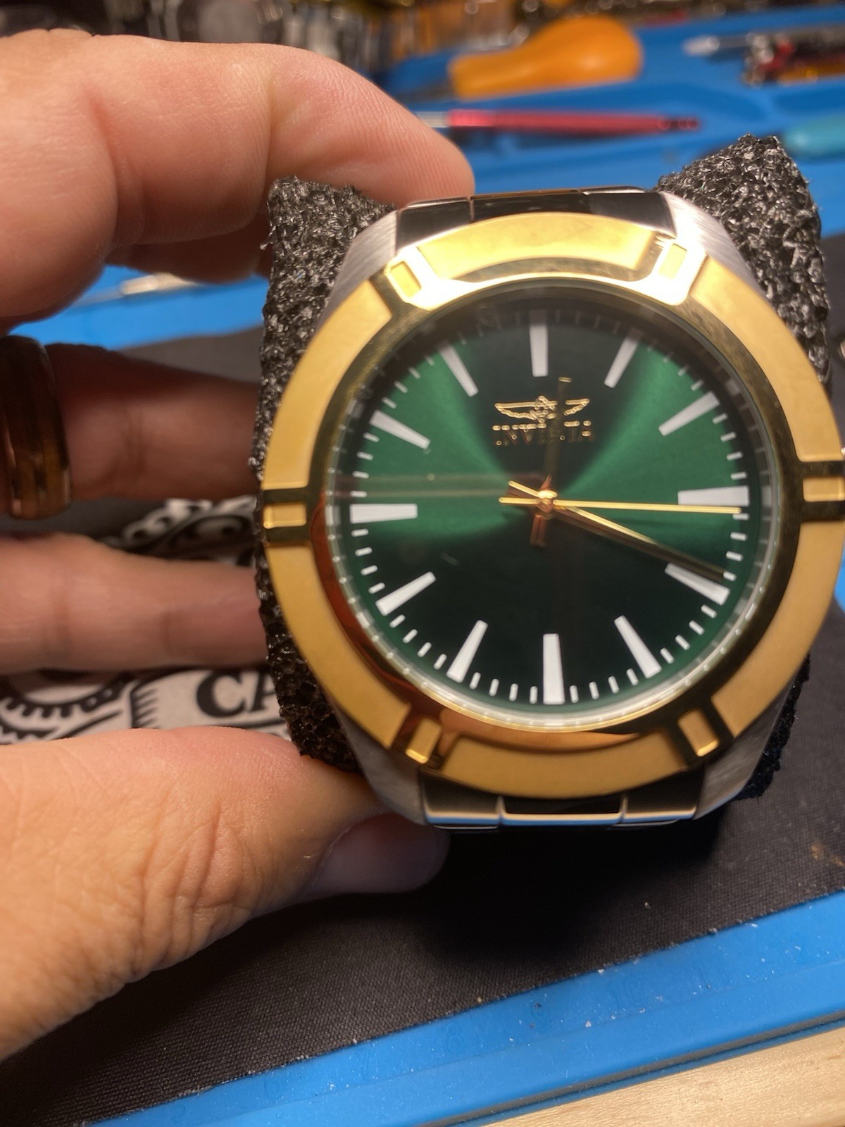 Invicta Bolt Men’s Quartz 45mm SS Bracelet Watch Green Sunburst Dial
