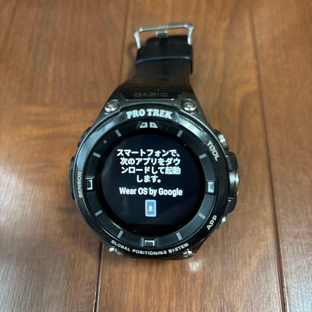 CASIO PRO TREK Smart WSD-F20 GPS Wear OS Watch Black Box Android Used