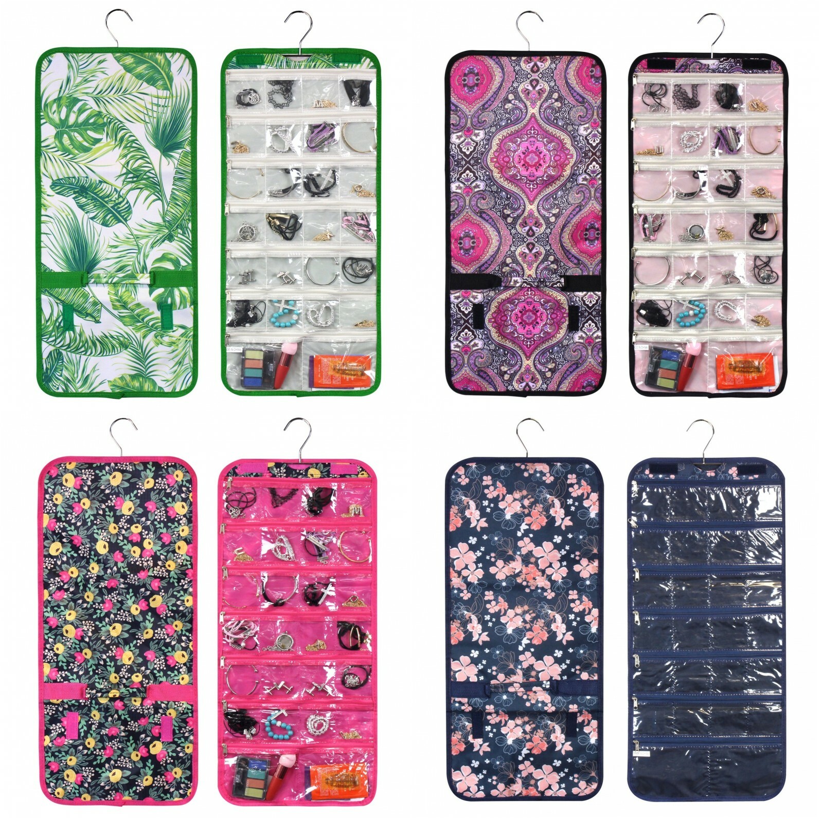 Jewelry Hanging Travel Organizer Jewelry Roll Up Bag Case Storage Holder Zippers