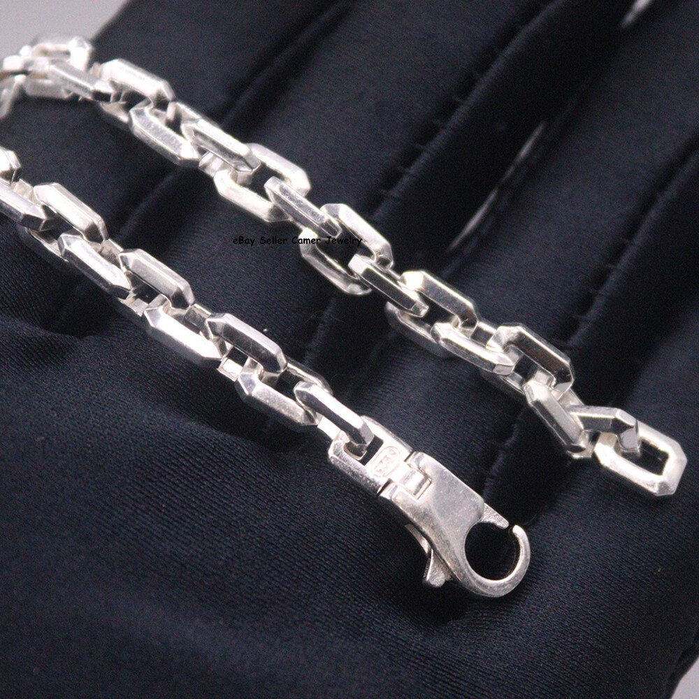 Solid S925 Sterling Silver Chain 6mm Square Cable Link Necklace 57-58g 19.6inch