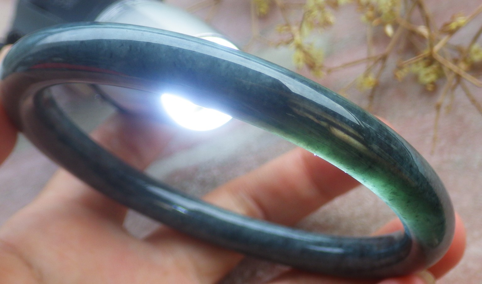 Video Certified Black 100% A JADE Jadeite Circle Bangle Bracelet 69 mm 手镯 734870