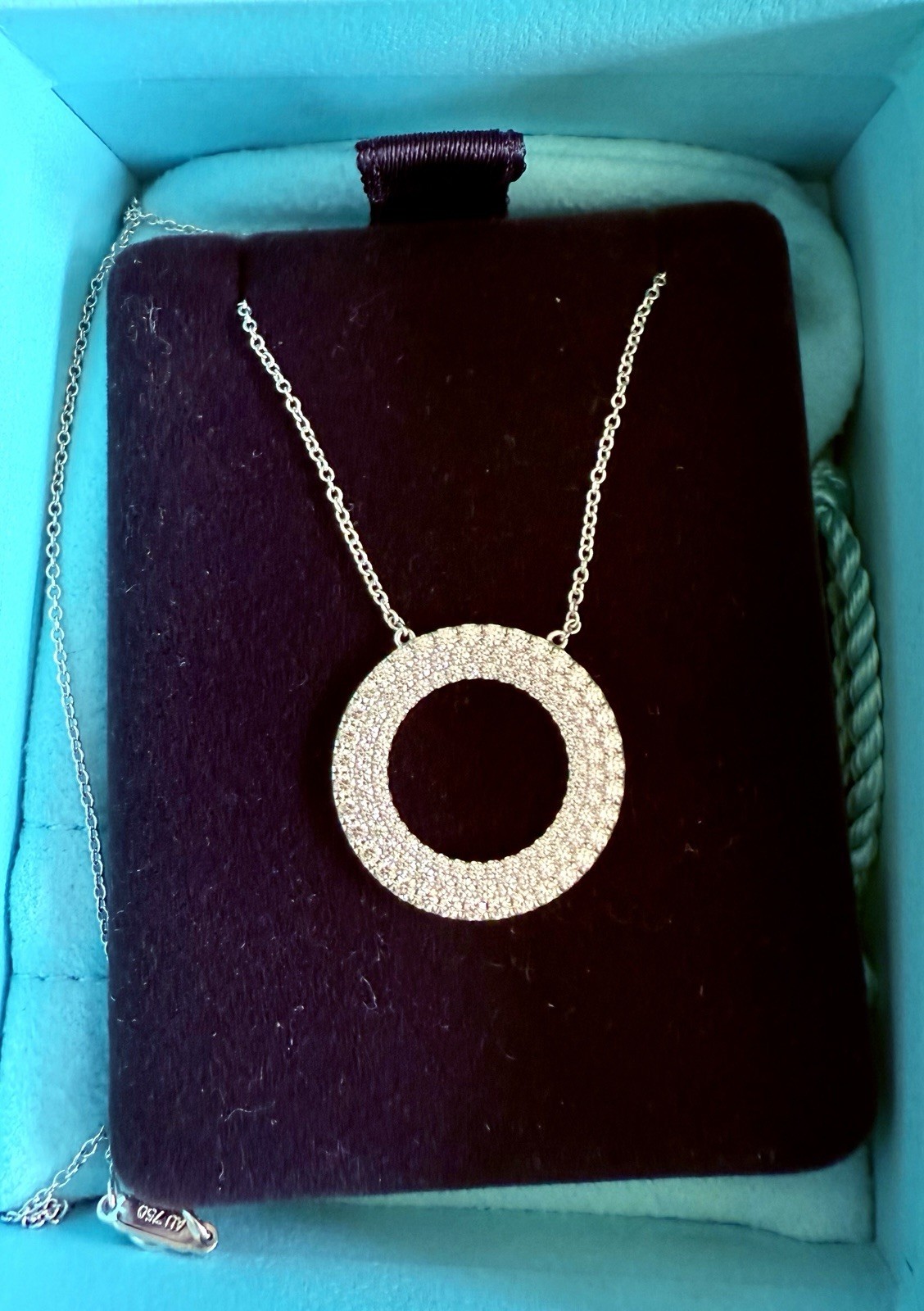 [NEW] Tiffany & Co. Au750 Diamond Pavé Metro Circle Necklace 18K White Gold
