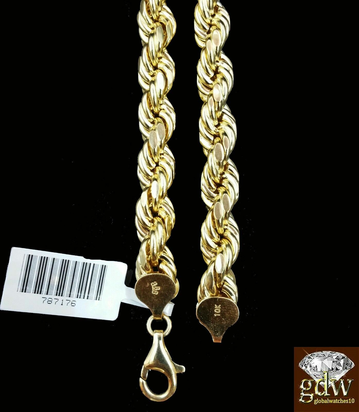 10k Gold Rope Chain 2mm-8mm Necklace 16-30 Inch men women Diamond cut Real Sale