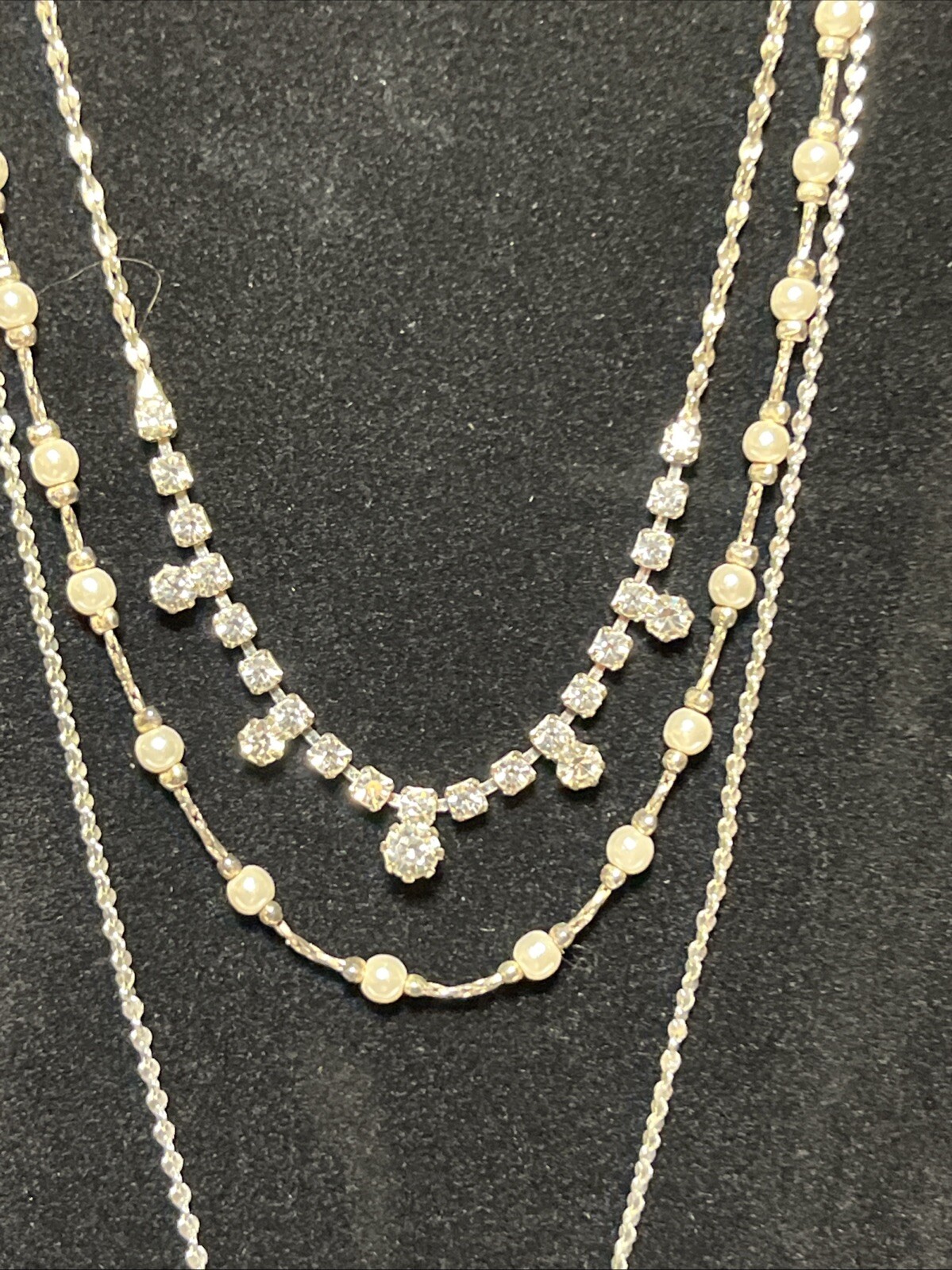 Lot Of 3 Vintage Y2K Claire’s Special Occasion Rhinestone Adj Length Necklaces