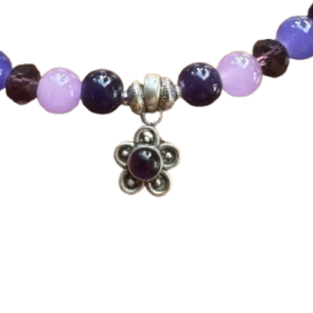 Hand-beaded necklace/bracelet set. “Purple Perfection!” NWT (WJW037)