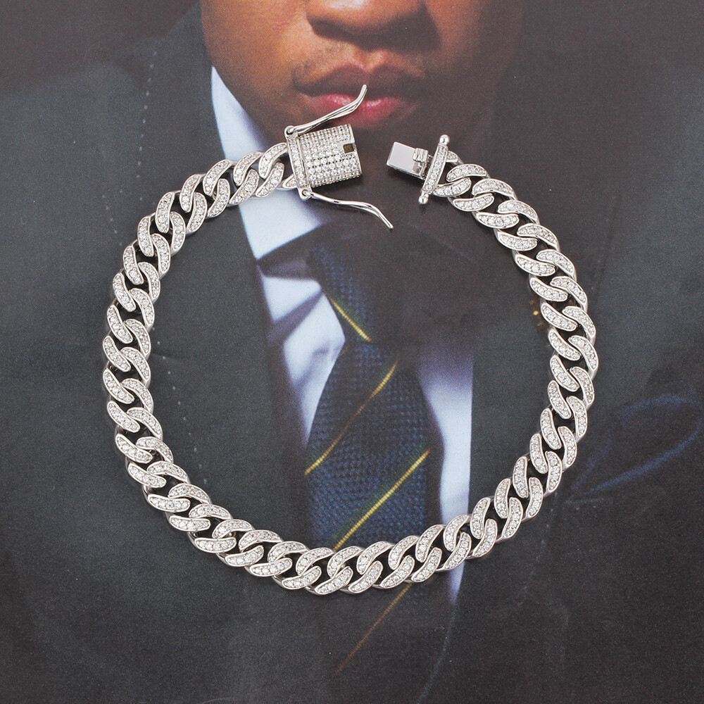 Men’s White Gold Plated Stainless Steel CZ Miami Cuban Link Chain Necklace 8mm