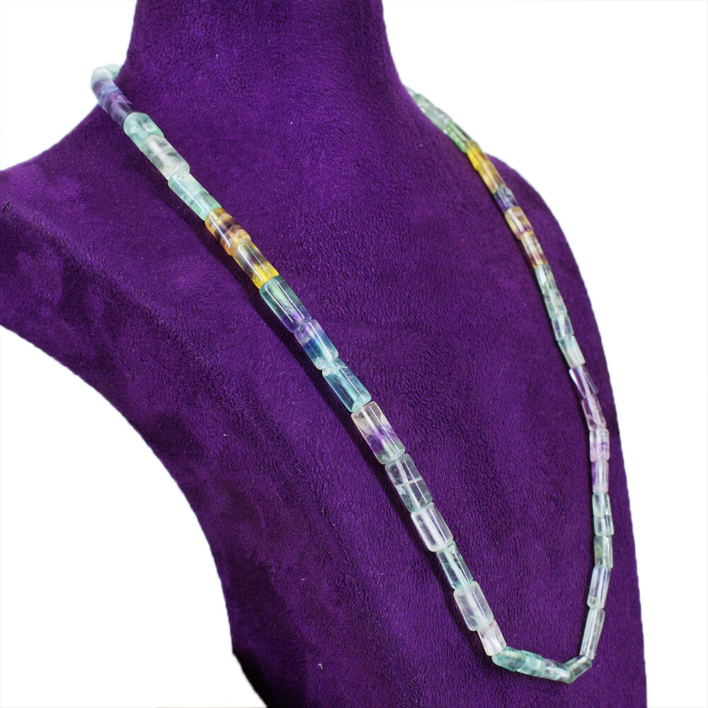 Single Strand 190.00 Cts Natural Multicolor Fluorite Beads Necklace NK 43E49