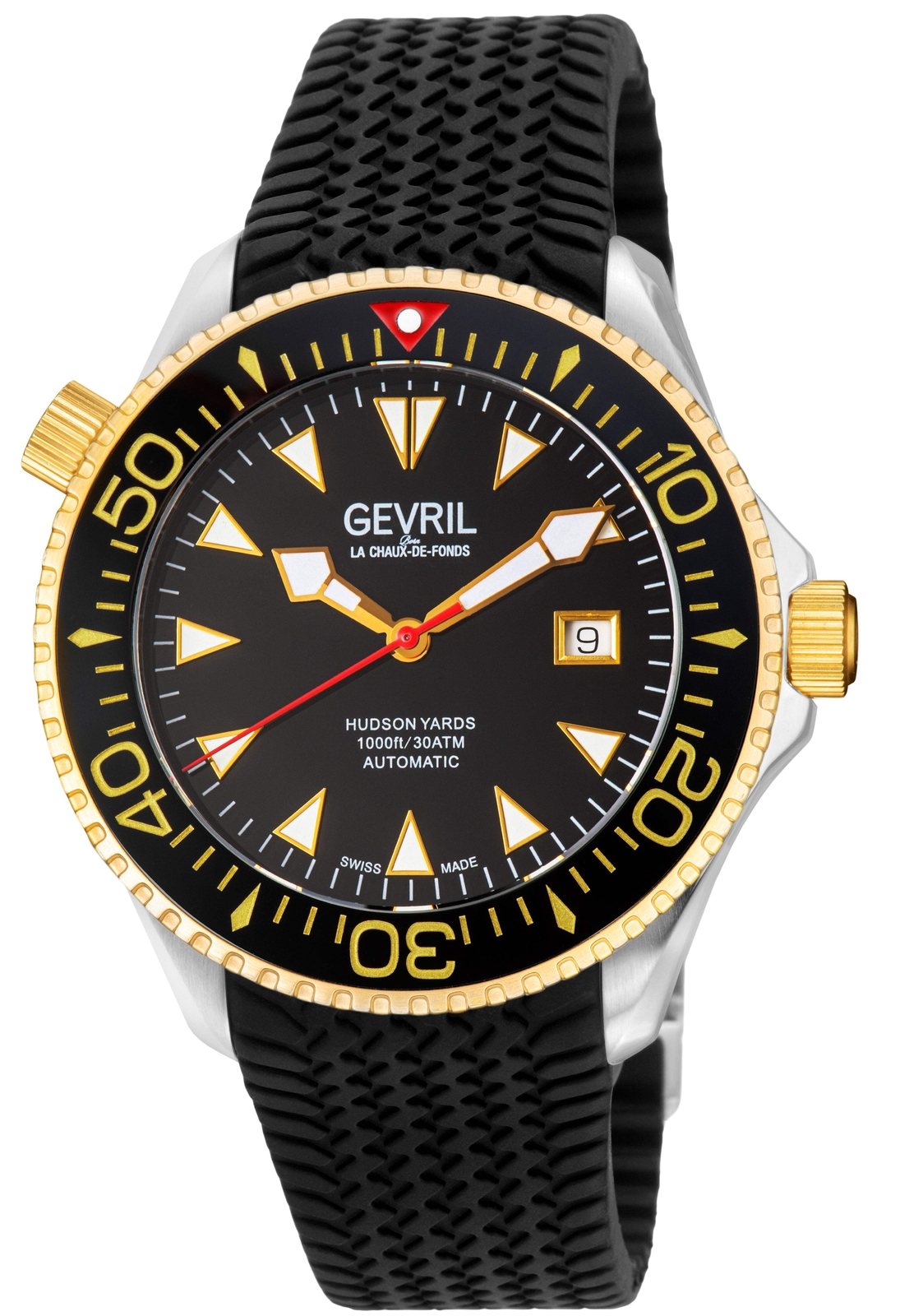 Gevril Hudson Yards – Rubber Stainless Steel 43mm Swiss Automatic Wristwatch 4
