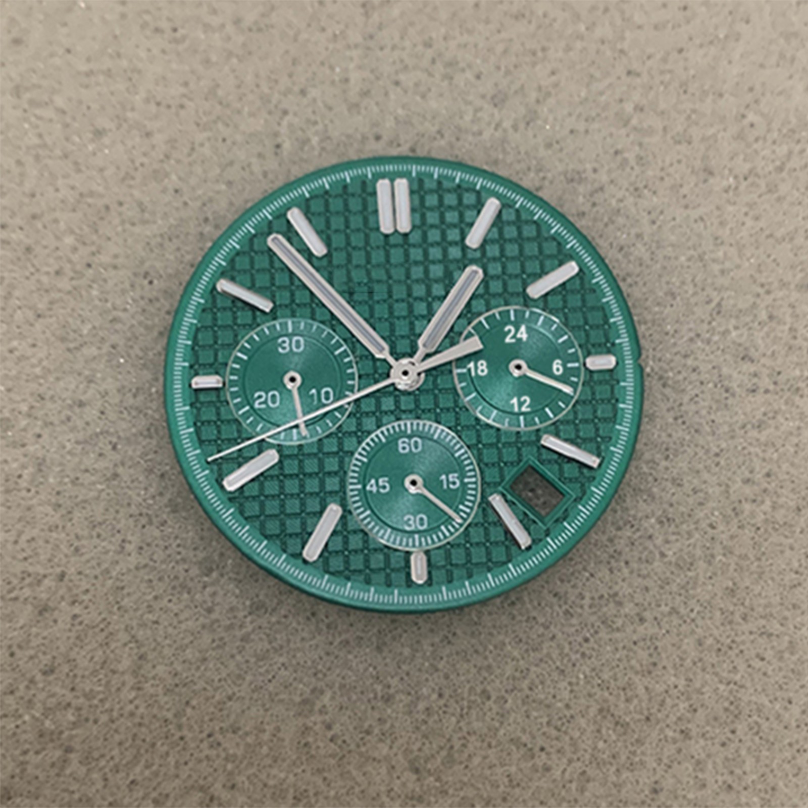 31.8mm Watch Dial Silver Watch Hands Green Luminous for Vk63 Movement