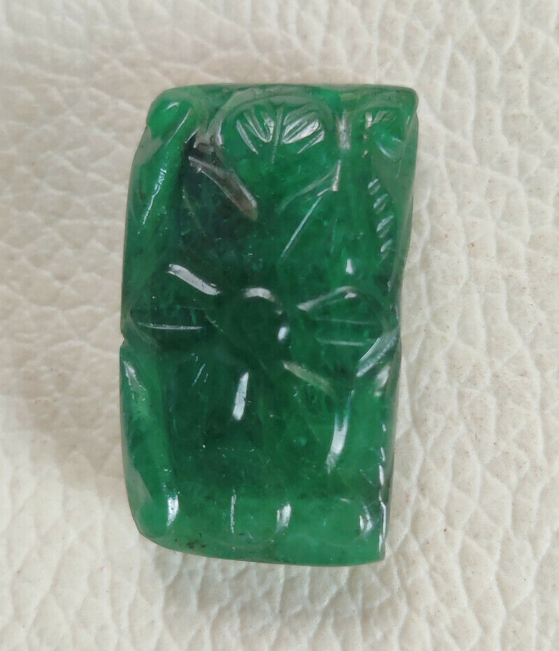 Natural Emerald Carving Loose Gemstone Use For Jewelry,26 X 15 X 8 MM, 29.80 CT