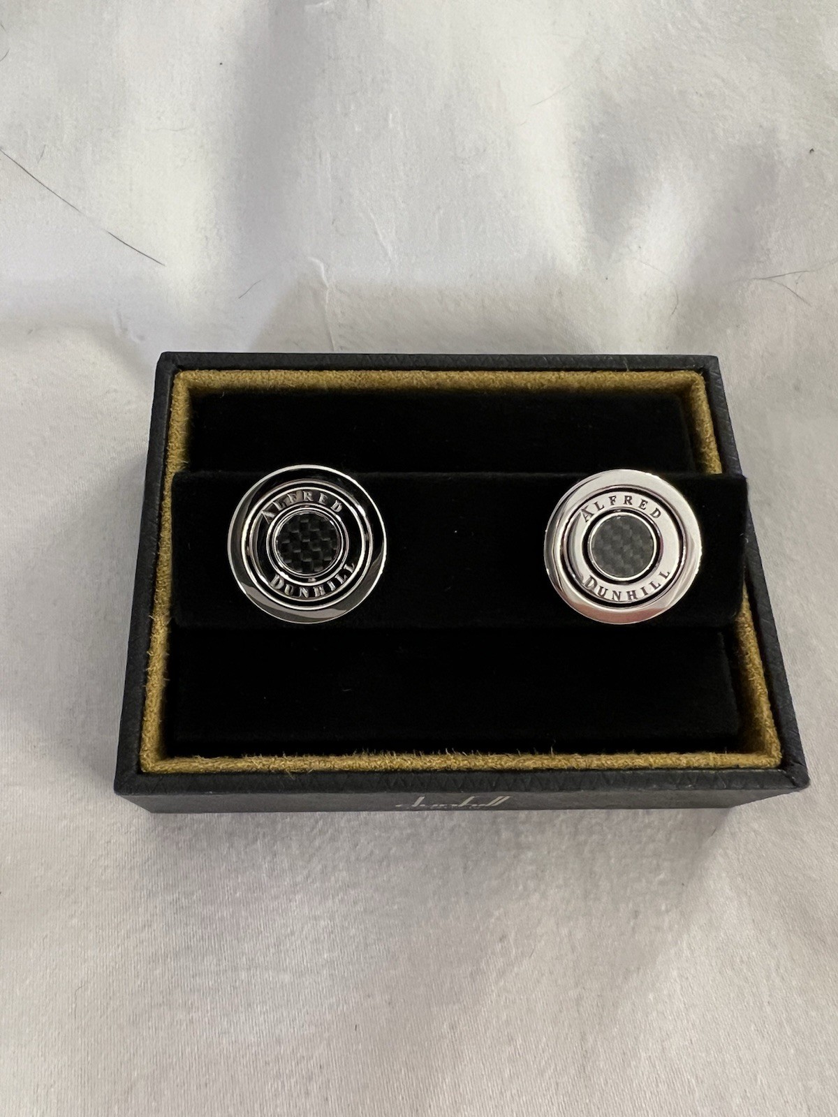 Dunhill Gyro Cufflinks – Carbon Fibre Insert | Brand New with Box & Tags