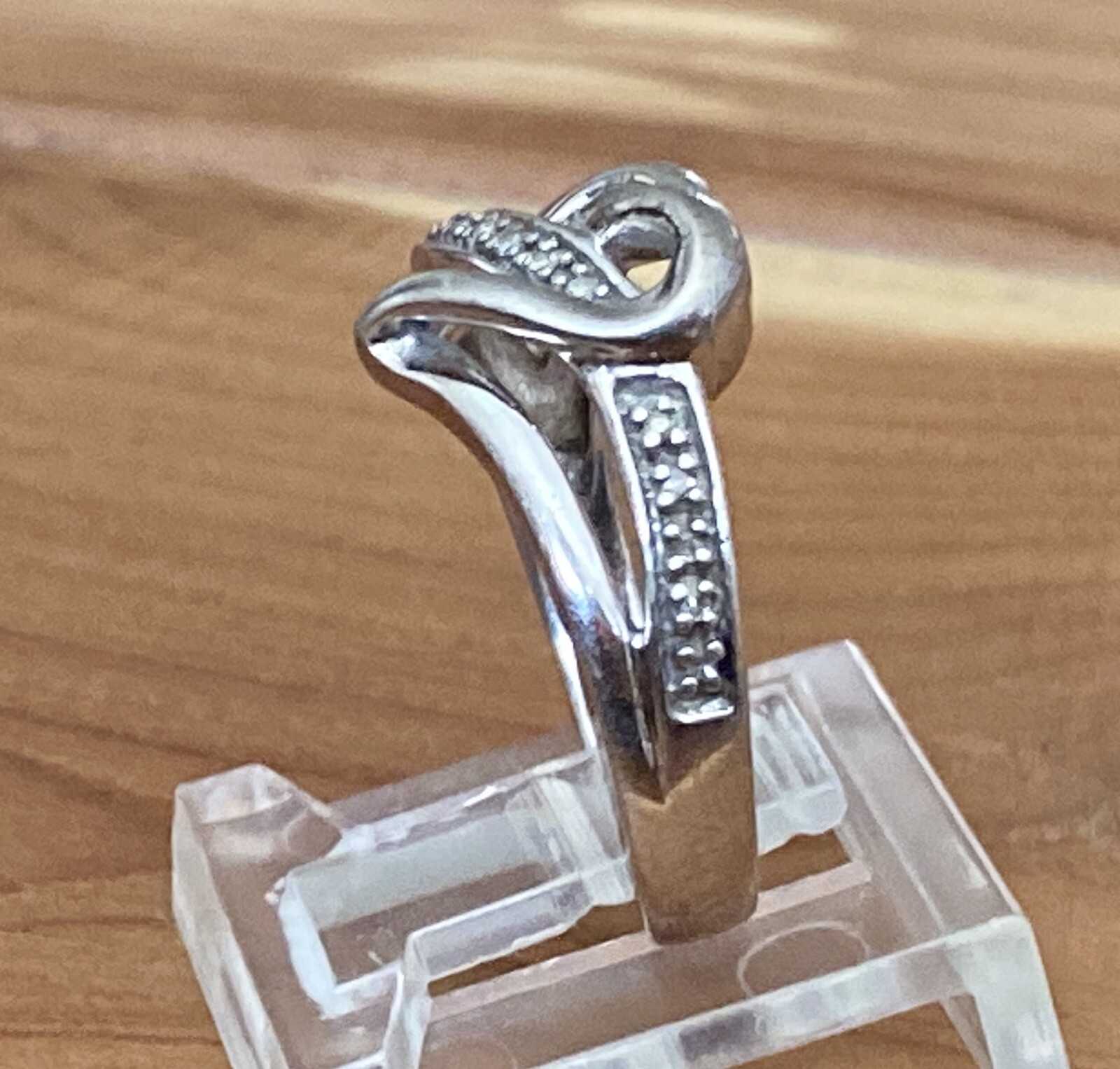 Vintage Wilson Brothers Jewelry 925 Open Heart Diamond Chips Promise Ring Size 7