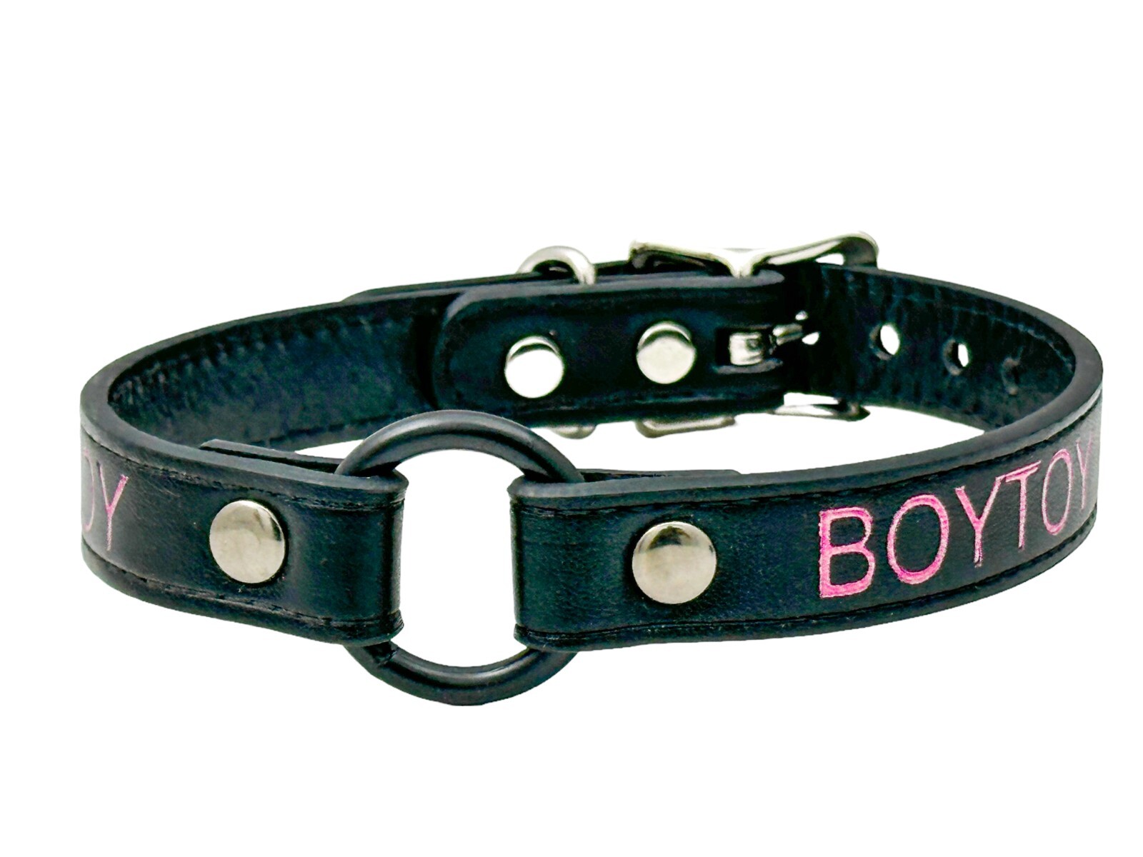 Name Black Ring Choker BDSM Collar Vegan Leather Necklace O Ring Fetish Ball