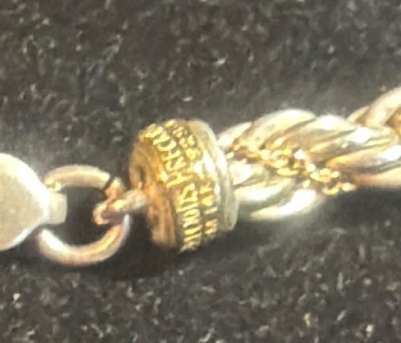 VTG 925 STERLING SILVER & 14K YELLOW GOLD NECKLACE PENDANT ROPE CHAIN 24″ 4.9MM