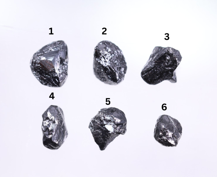 1 to 6pcs Dark Grey-Black Rough Diamond Uncut Natural Diamond for Fine Jewelry.