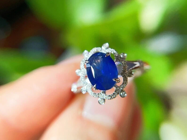 4.70Ct Oval Cut Natural Tanzanite & Diamond Solid 14K White Gold Engagement Ring