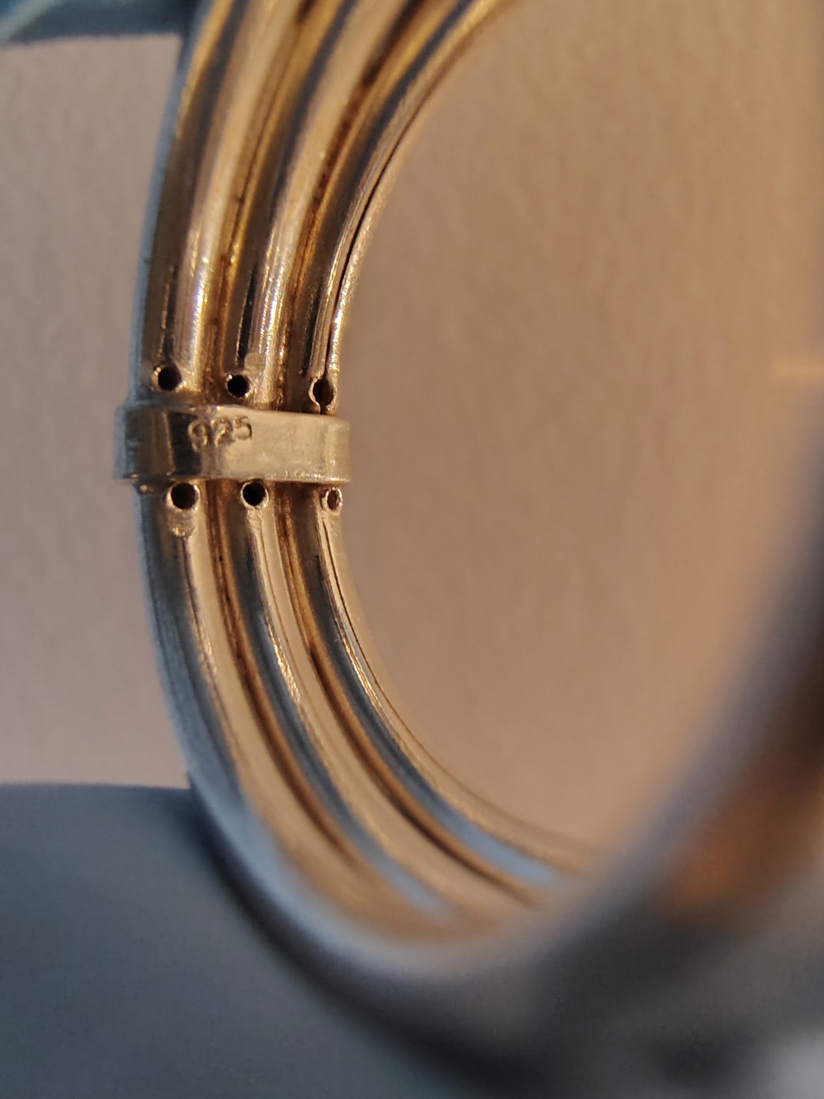 ​VTG Sterling Silver 925 Triple Band Ring Connected Stacker S Hook Motif Size 7