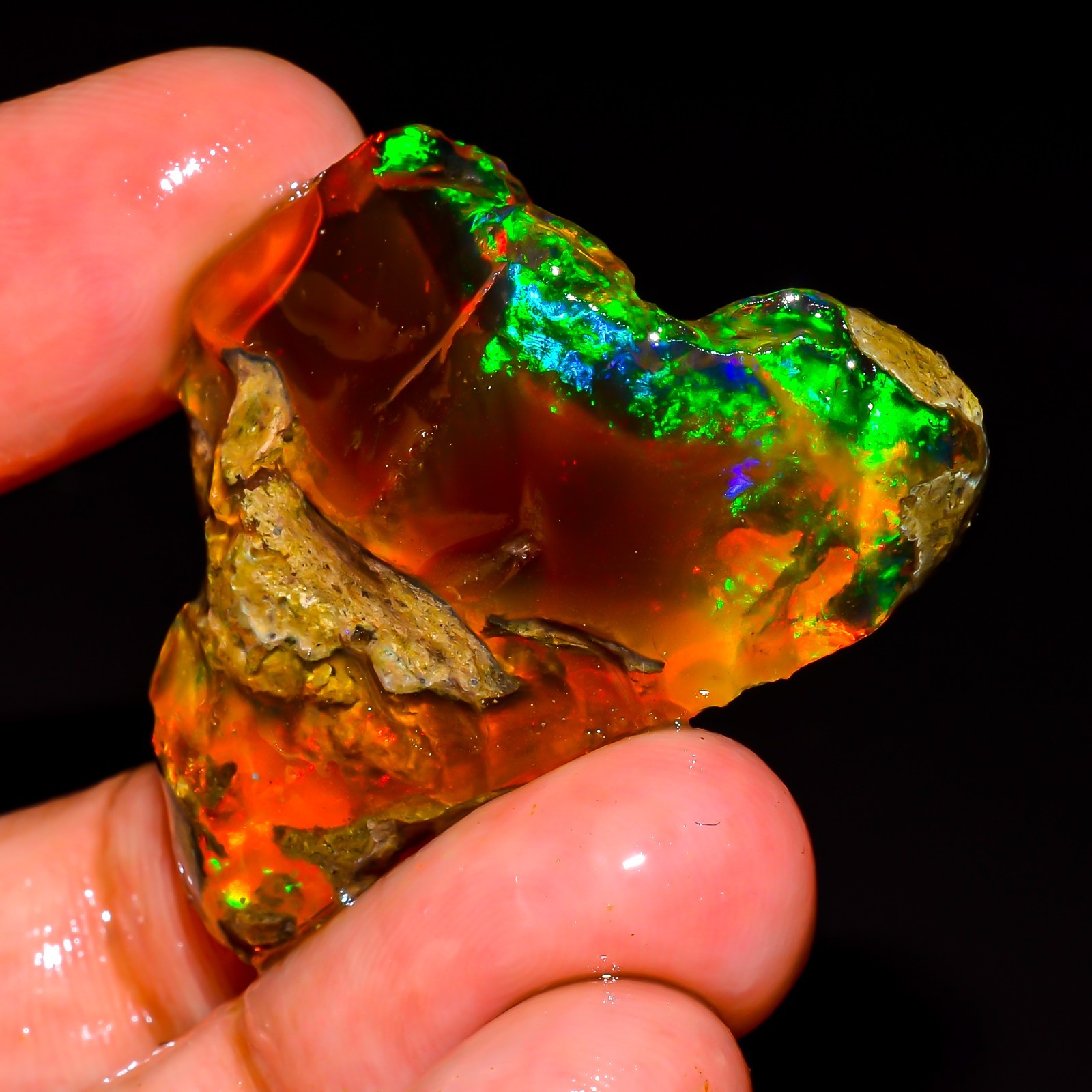 46 Ct Ethiopian Opal Rough Gemstone, Loose Gemstone Multi Fire Opal L 136