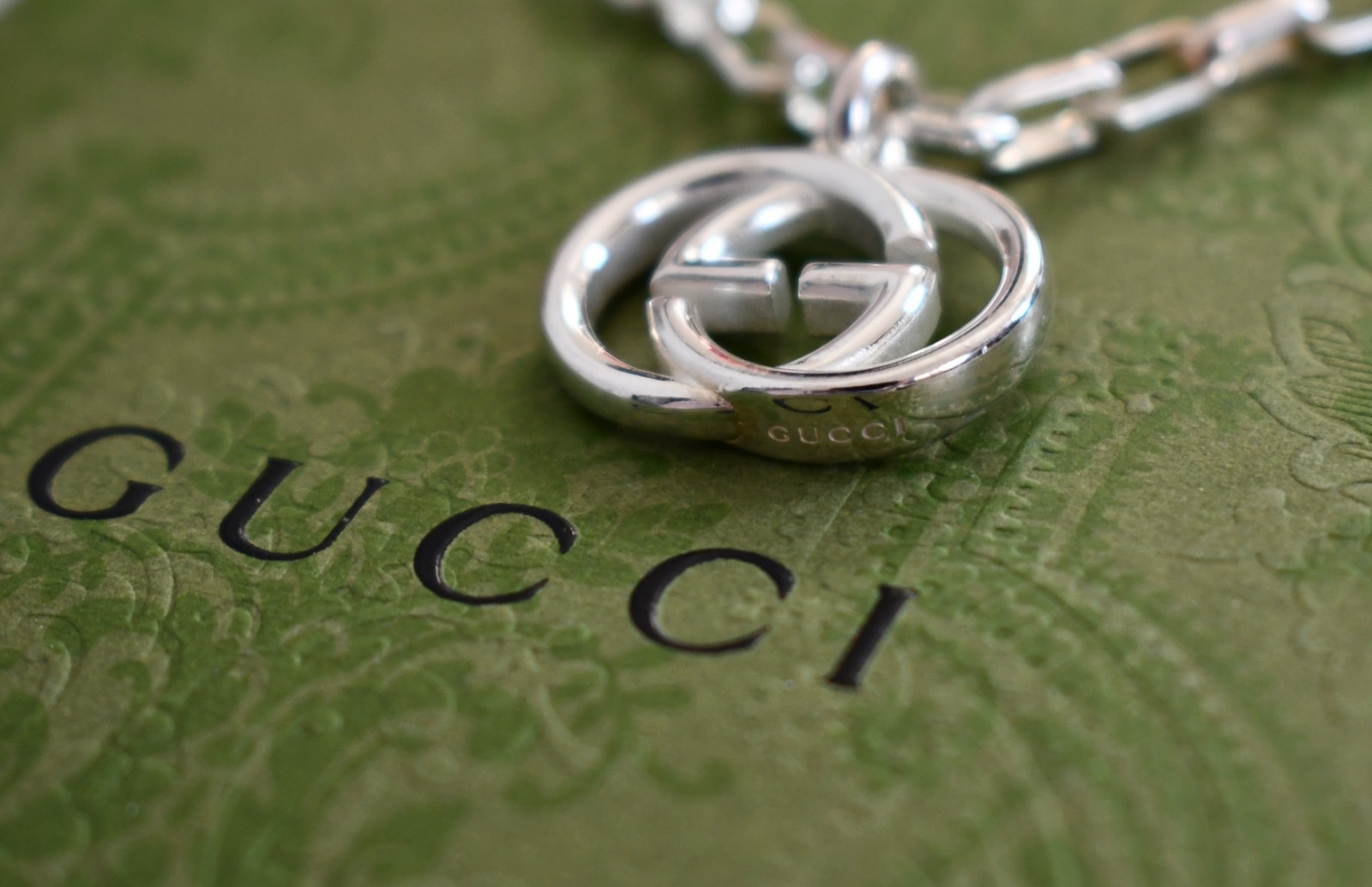 🆕New GUCCI Interlocking G Charm 925 Sterling Silver Bracelet IT-18 US-7/7.5