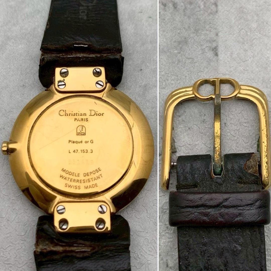 Dior Bagheera Black Moon 47.153.3 Gold Quartz Watch Japan 0715607