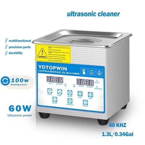 Ultrasonic Cleaner Machine 1.3L – Stainless Steel Heated for Jewelry, Glasses, W