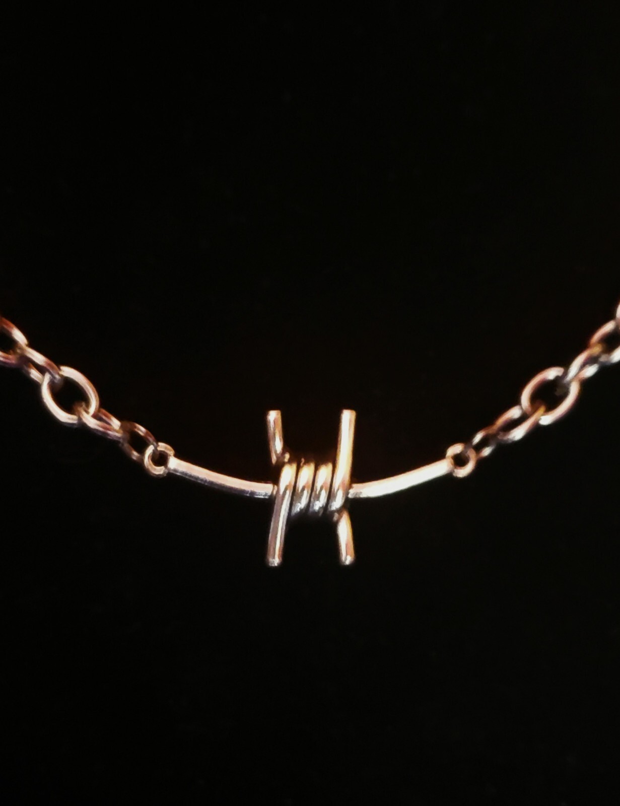 Barbed Wire Necklace Silver Barbed Wire Horizontal Pendant Necklace Adjustable