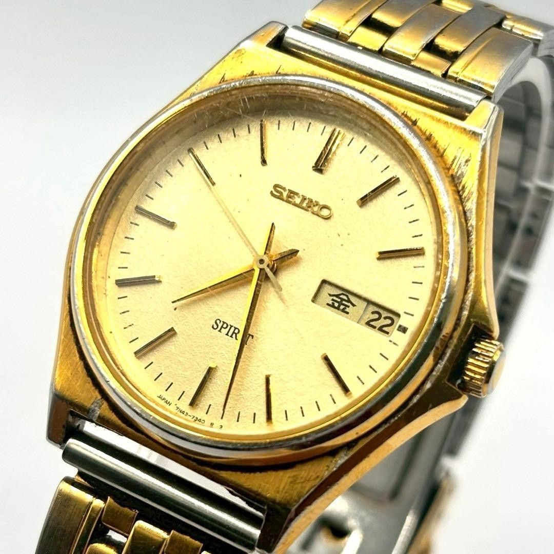SEIKO SPIRIT 7N43 7340 men’s wristwatch working condition