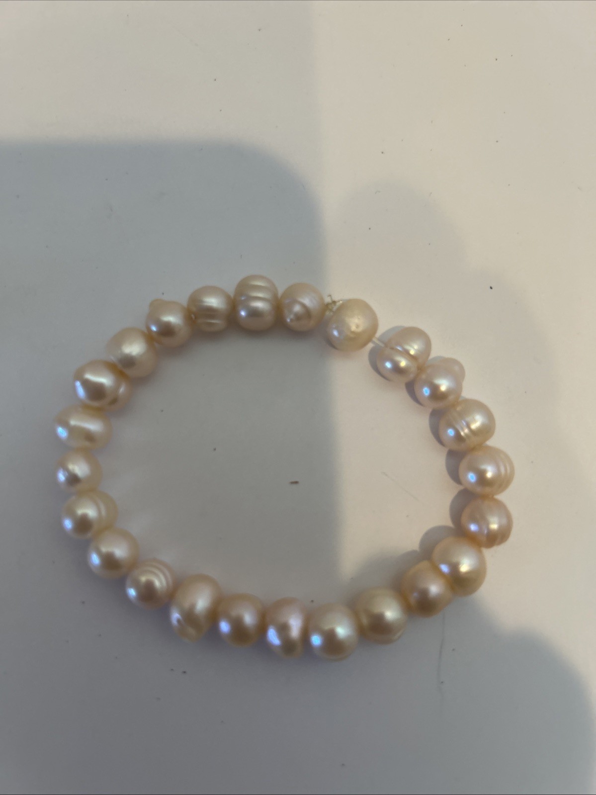 Pink Rice Shaped Freshwater Cultured Pearl Stretch Bracelet Free Earring