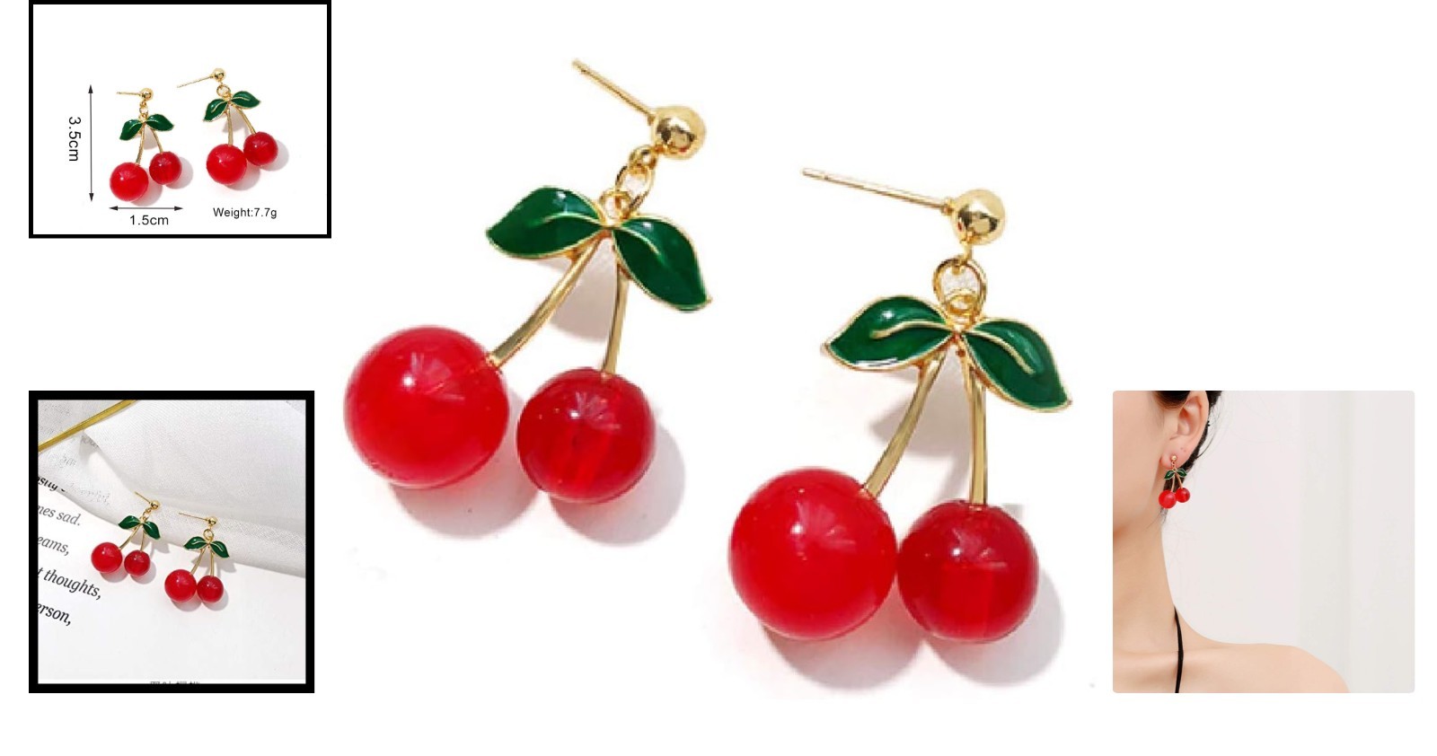 Versatile Handmade Cherry Earrings – Lightweight Tassel Design for All Occasions