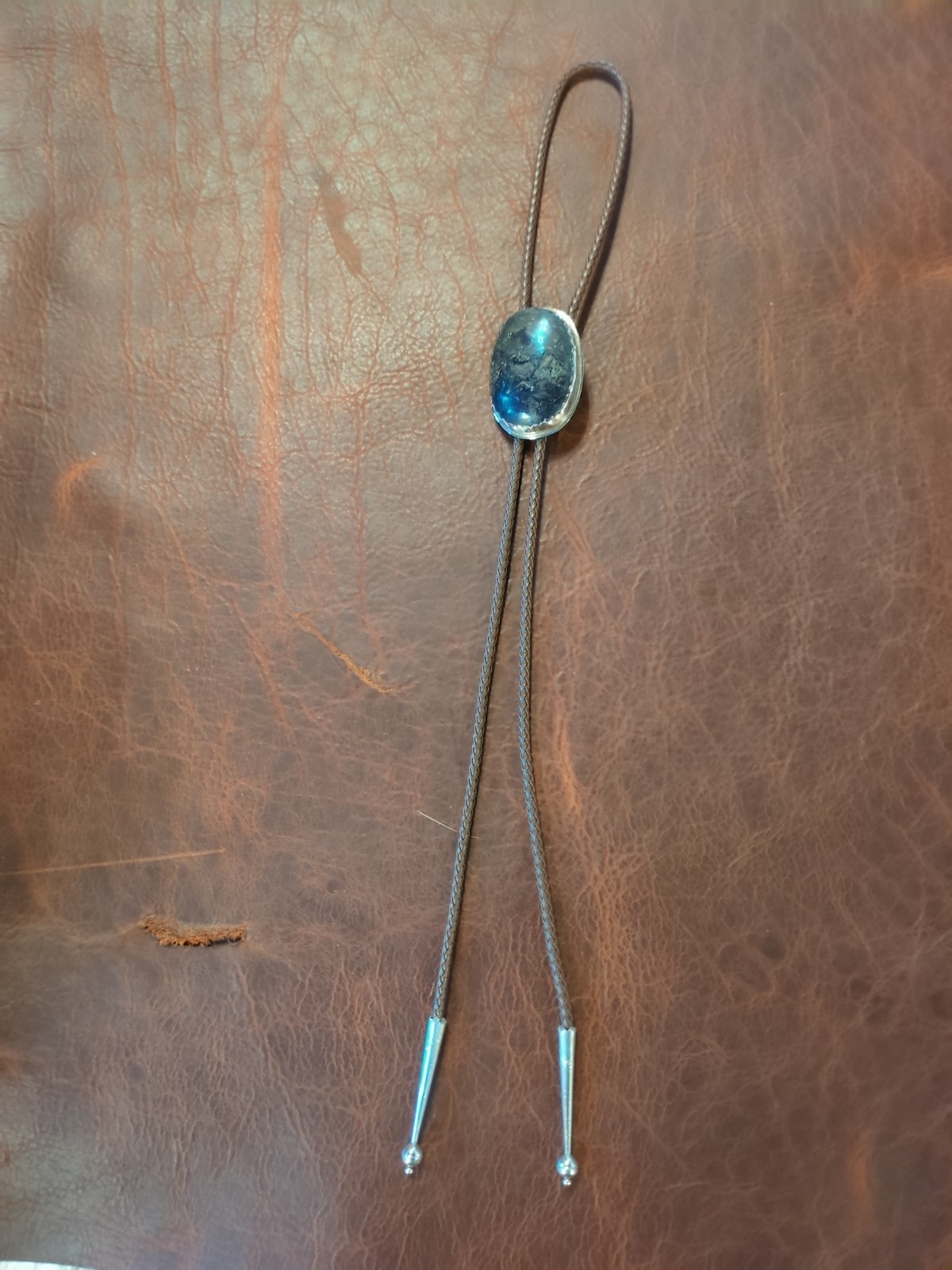 bolo tie silver handmade covellite