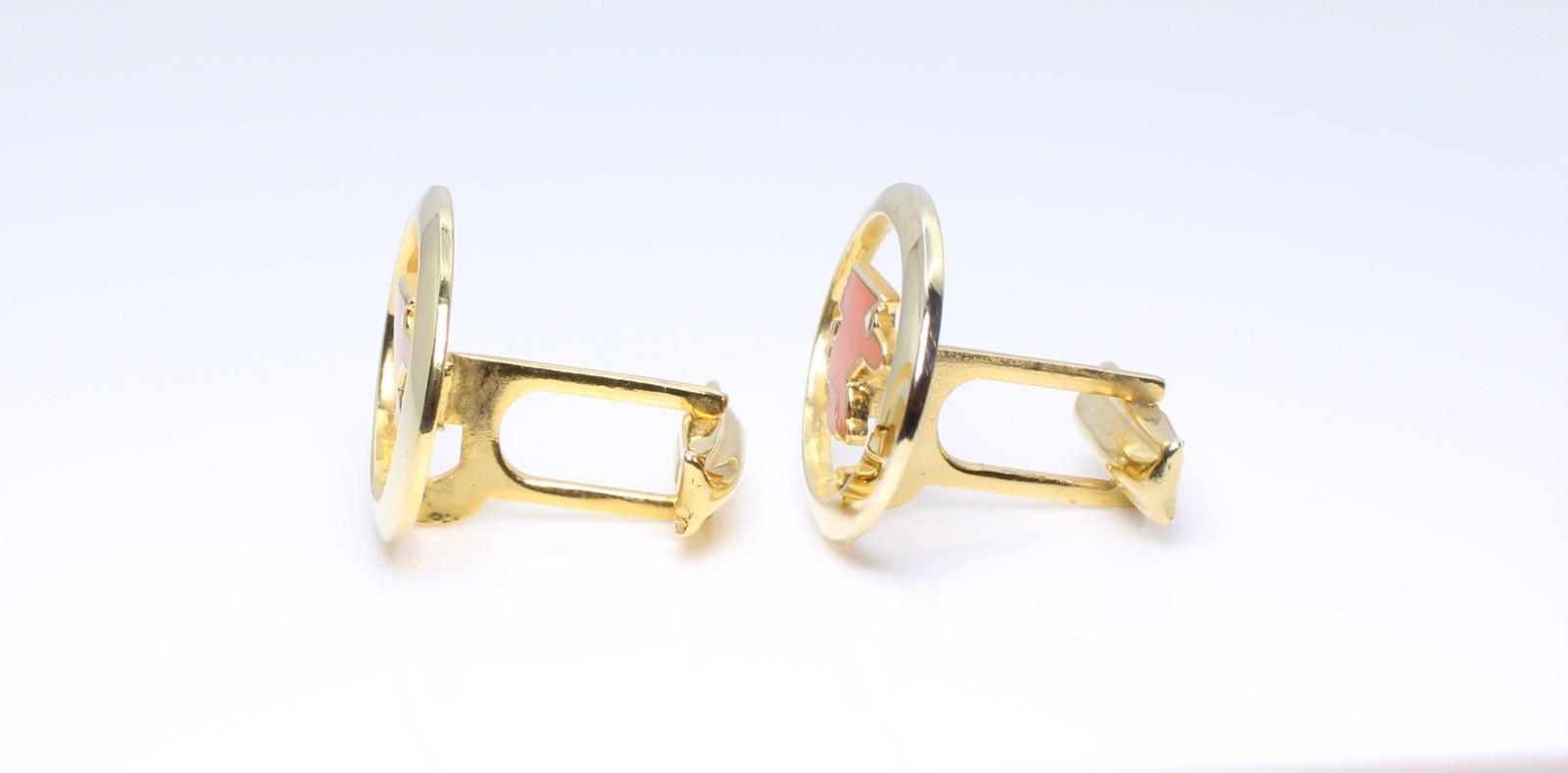 Vintage 1950s Orange Enamel Mascot Floating Logo Cufflinks MCM Gremlin Gnome