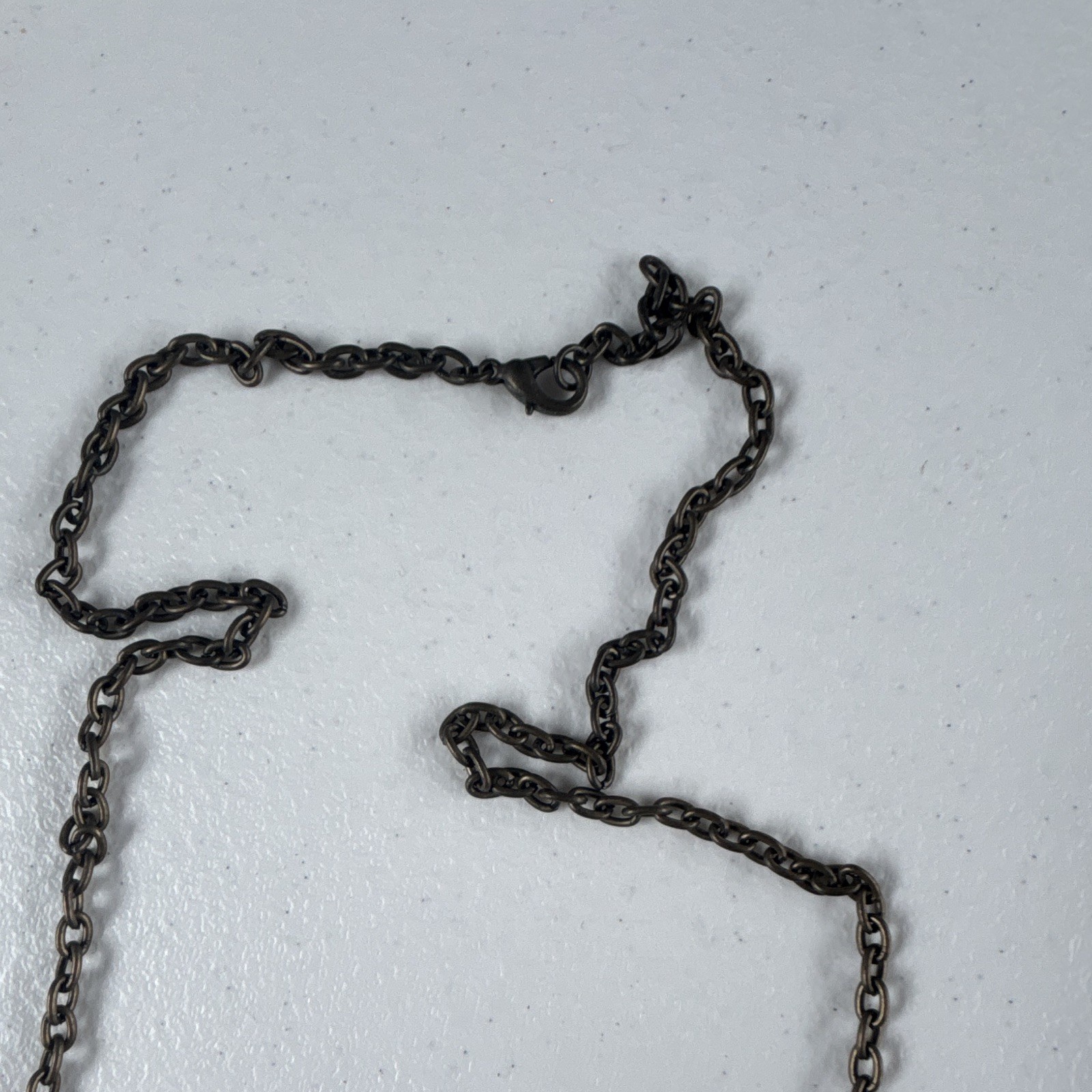 Silver Tone Cable Chain Necklace Moon & Stars Charm Pendant Blue Glass Lobster