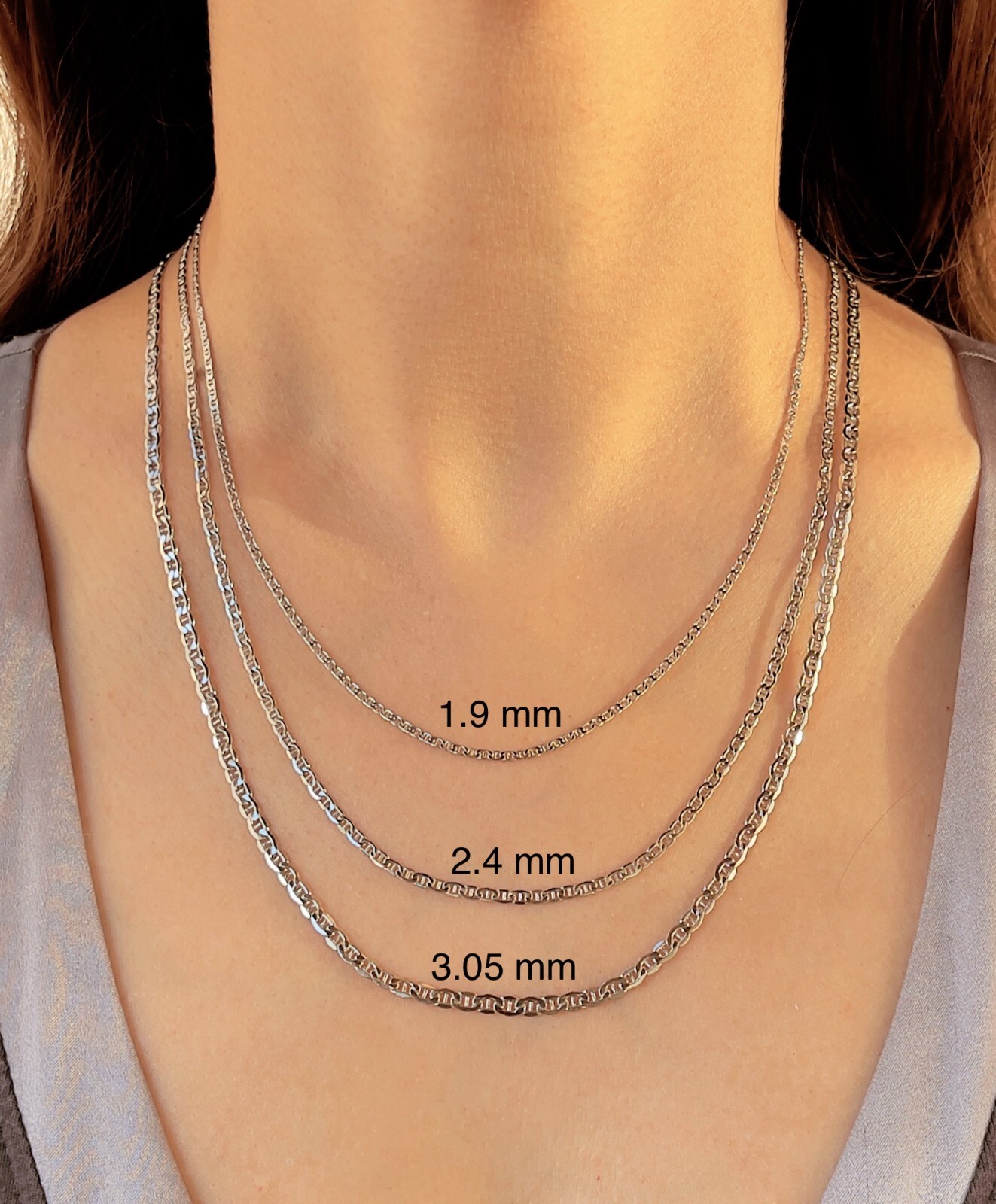 Flat Mariner Anchor Link Chain Necklace 2.4 – 4.65mm Men Women 10K 14K Real Gold