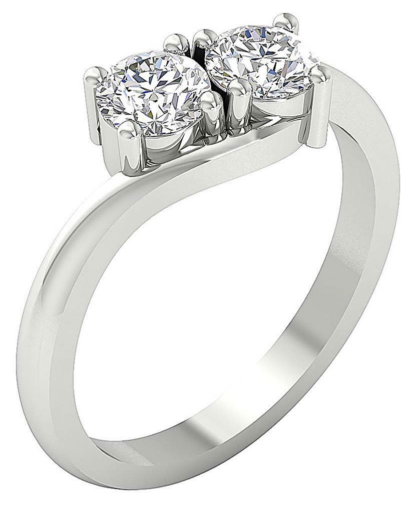 SI2 H 1.10 Ct Round Diamond Forever Us Two Stone Engagement Ring 14K Solid Gold
