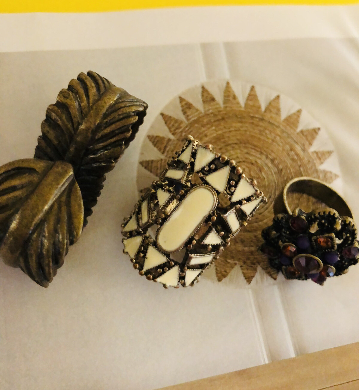Wholesale Lot of Fashion Brass Enamel & Rhinestone Rings 3 Total Sizes Varies