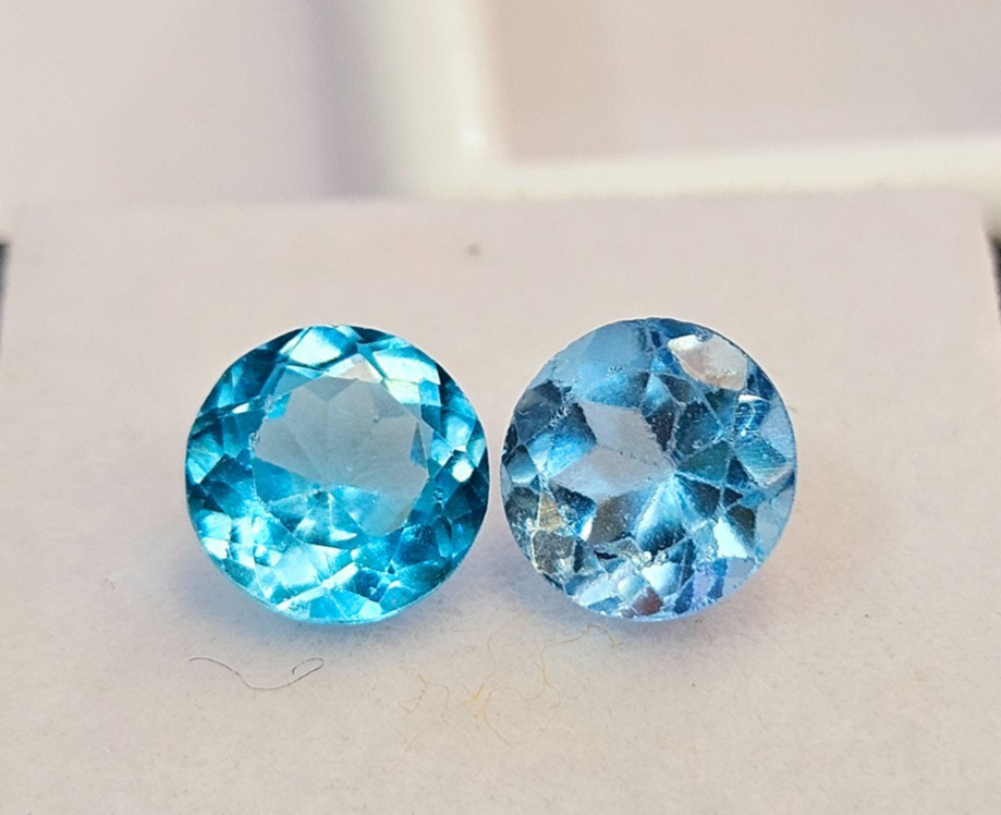 Round Cut Aquamarine 3 Ct Blue Pair Loose Certified Gemstone For Earring Making