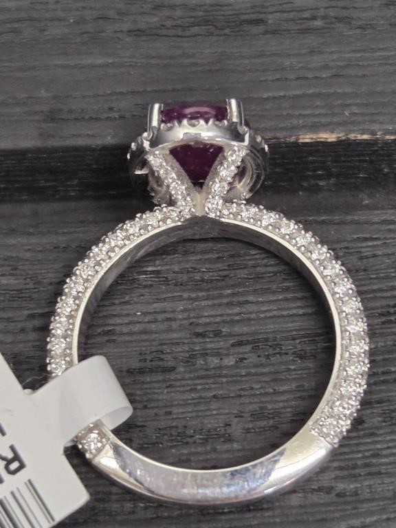 Natural GIA Cert 3.0ct Ruby & .90ct Diamond 14k Wt Gold Ring, Size 7.