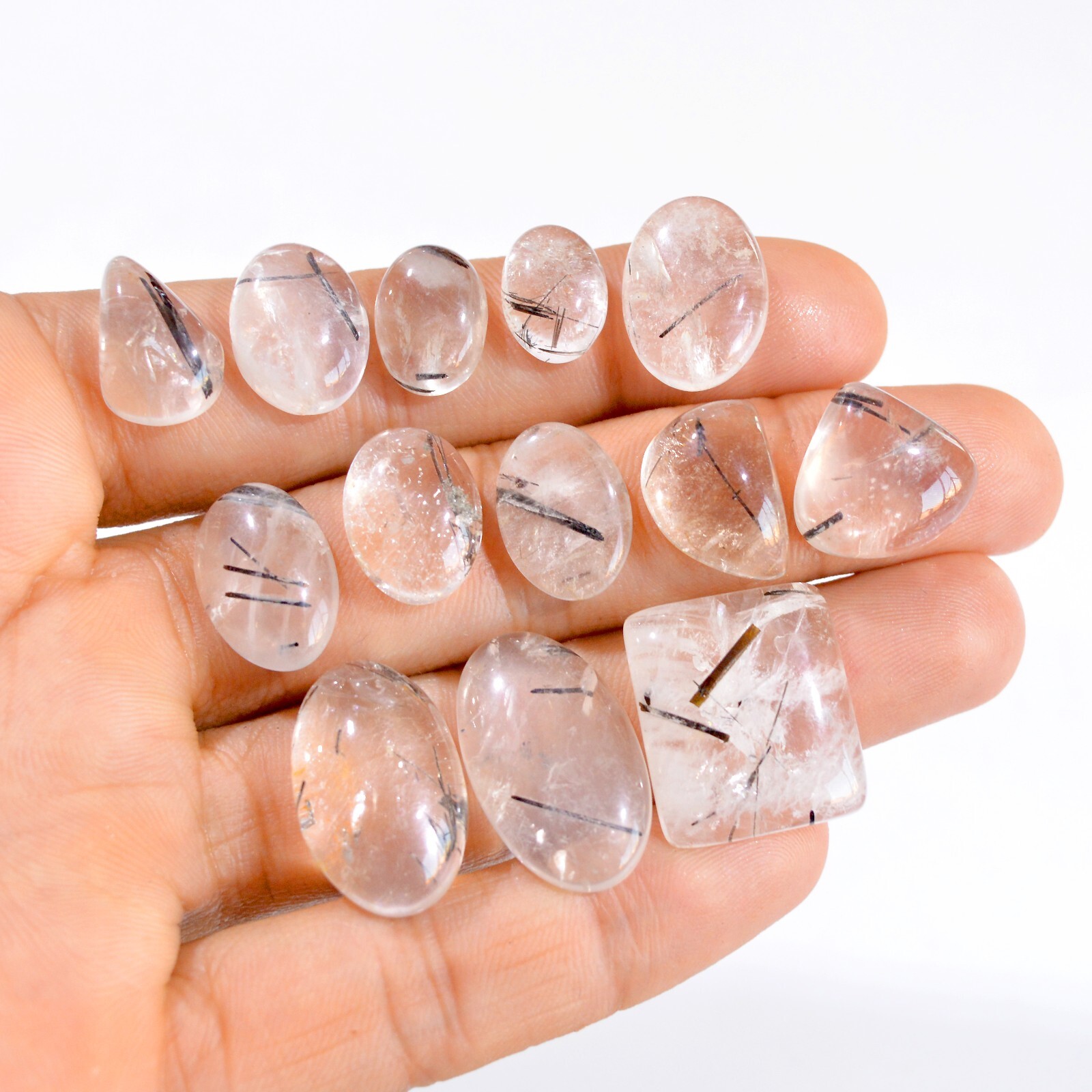 13Pcs 149Cts Natural Black Rutile Cabochon Loose Gemstone Lot 13×9-20x18mm #2942