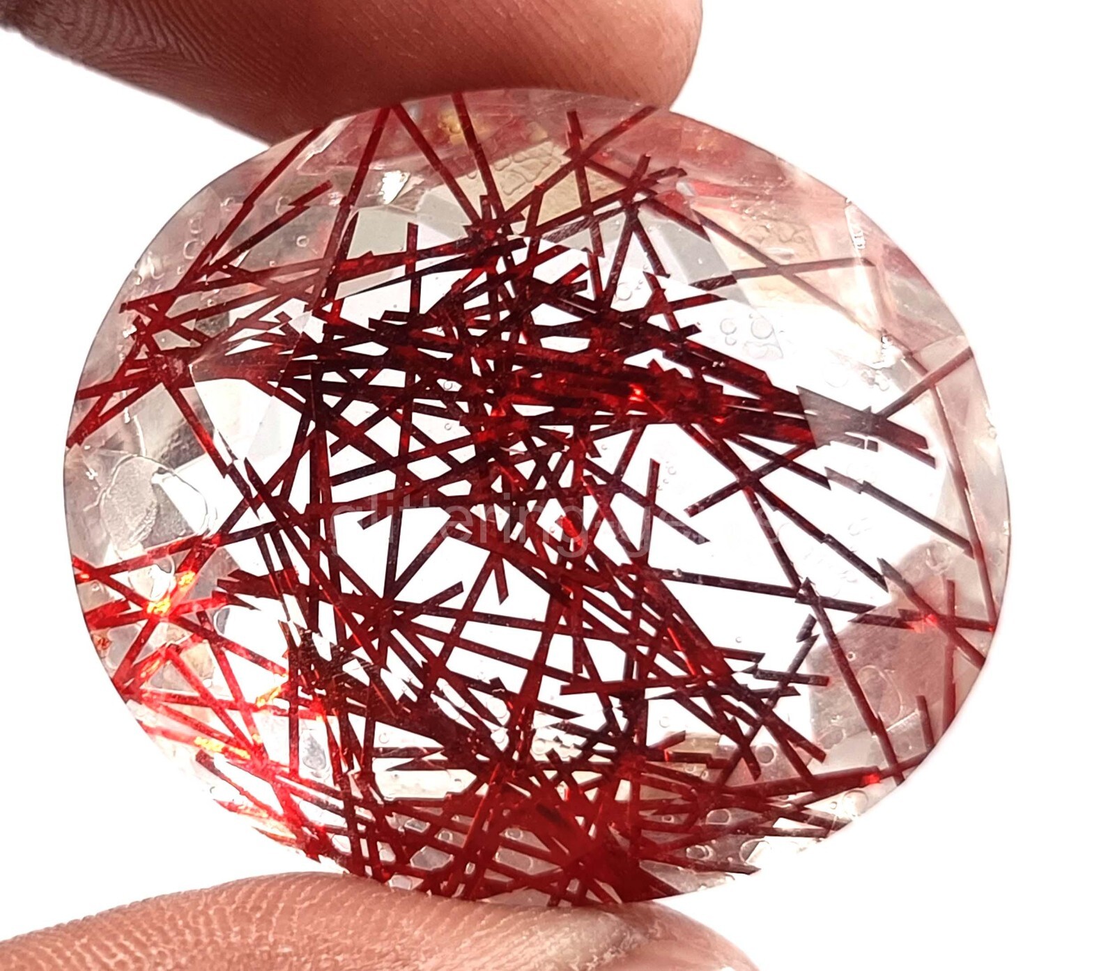 Oval Cut 101.60Ct Red Rutilated Quartz Certified Transparent Loose Gemstone 5AIZ