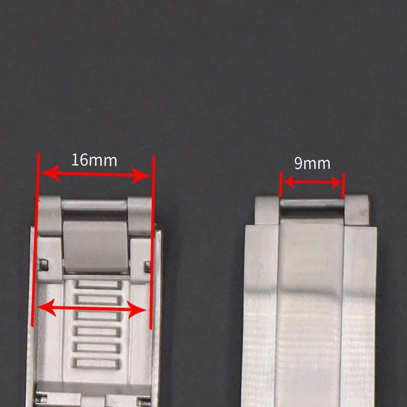 Steel Watch Band Glidelock Slider Buckle Fits Rolex Rubber Strap Silver / Black
