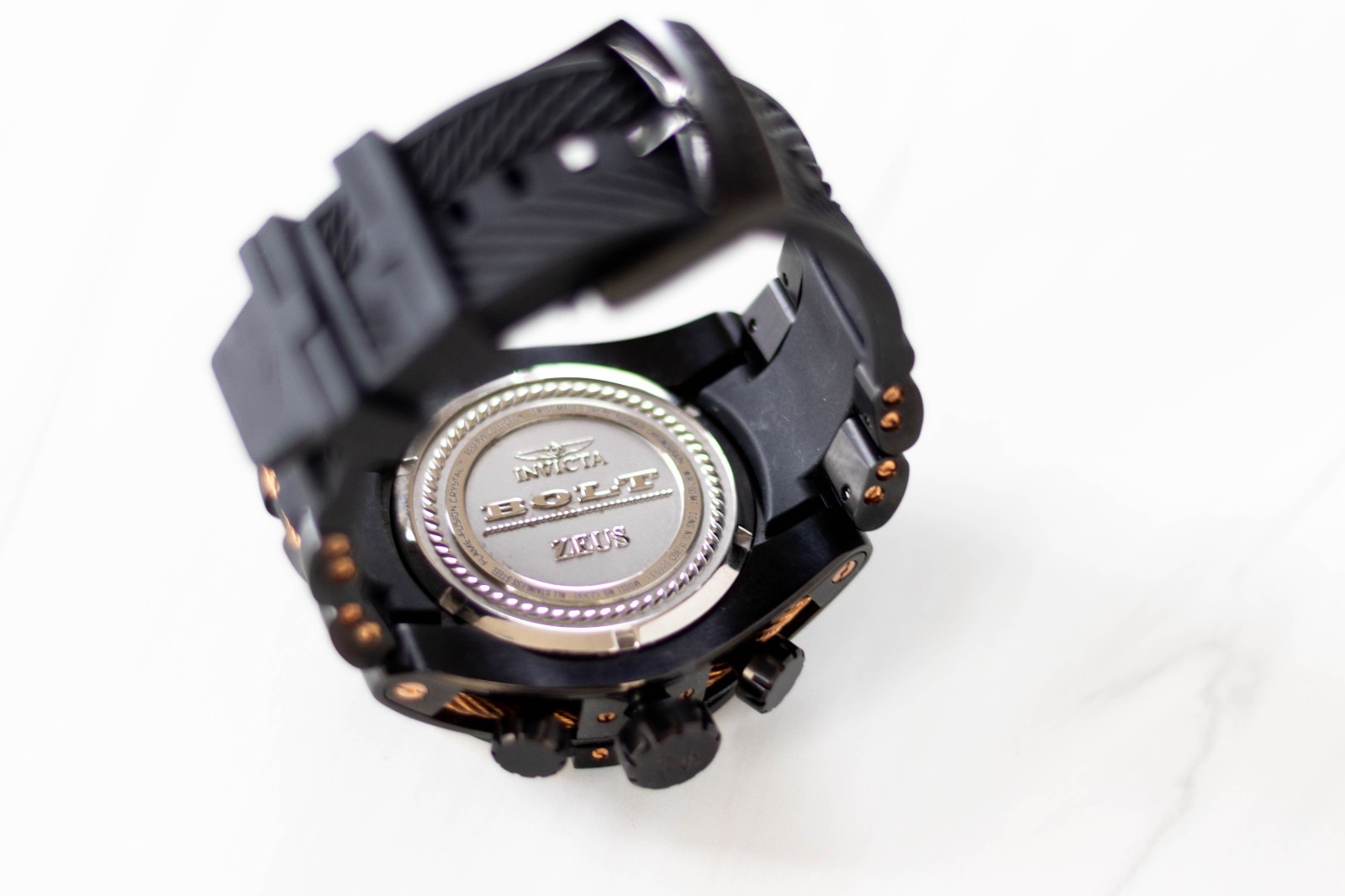 Invicta Reserve Bolt Zeus 12300 Swiss Chronograph 53mm Black Rose Gold Watch