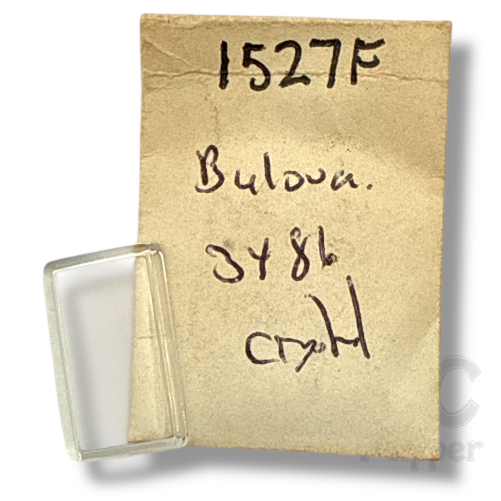Bulova 5BD Watch Crystal 1527F Fancy Rectangle 17.0 x 10.3mm Case# 3486 NOS