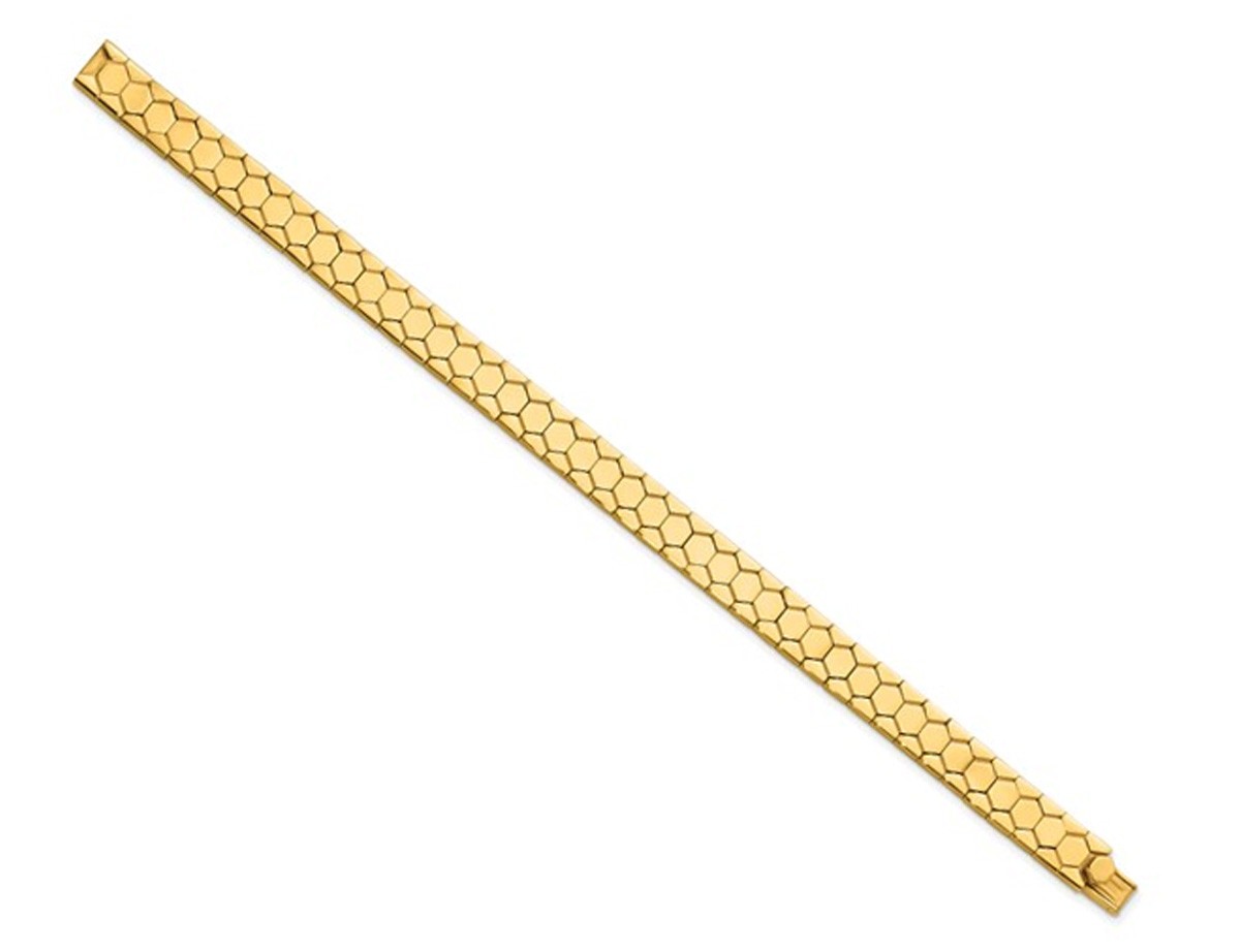 14K Yellow Gold Hexagon Link Bracelet (7 Inches)