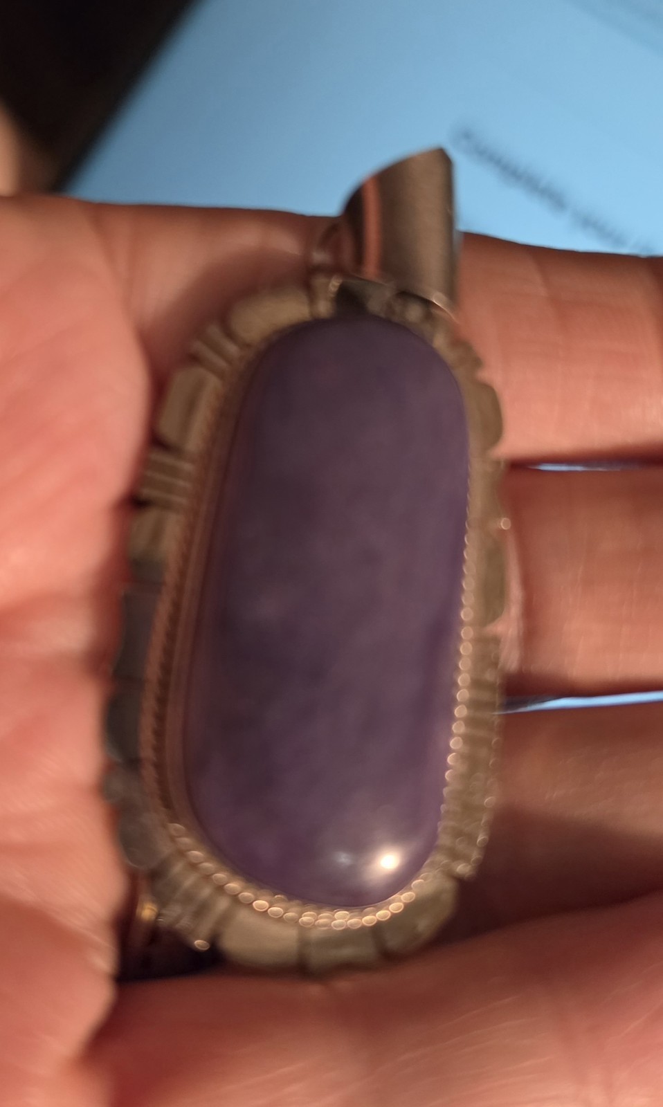Beautiful Large Navajo Sterling Silver Sugilite Pendant by Kay Yazzie
