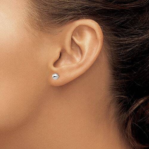 Solid 14k White gold 3mm 4mm 5mm 6mm 7mm 8mm Polished Ball Screw Back Earrings
