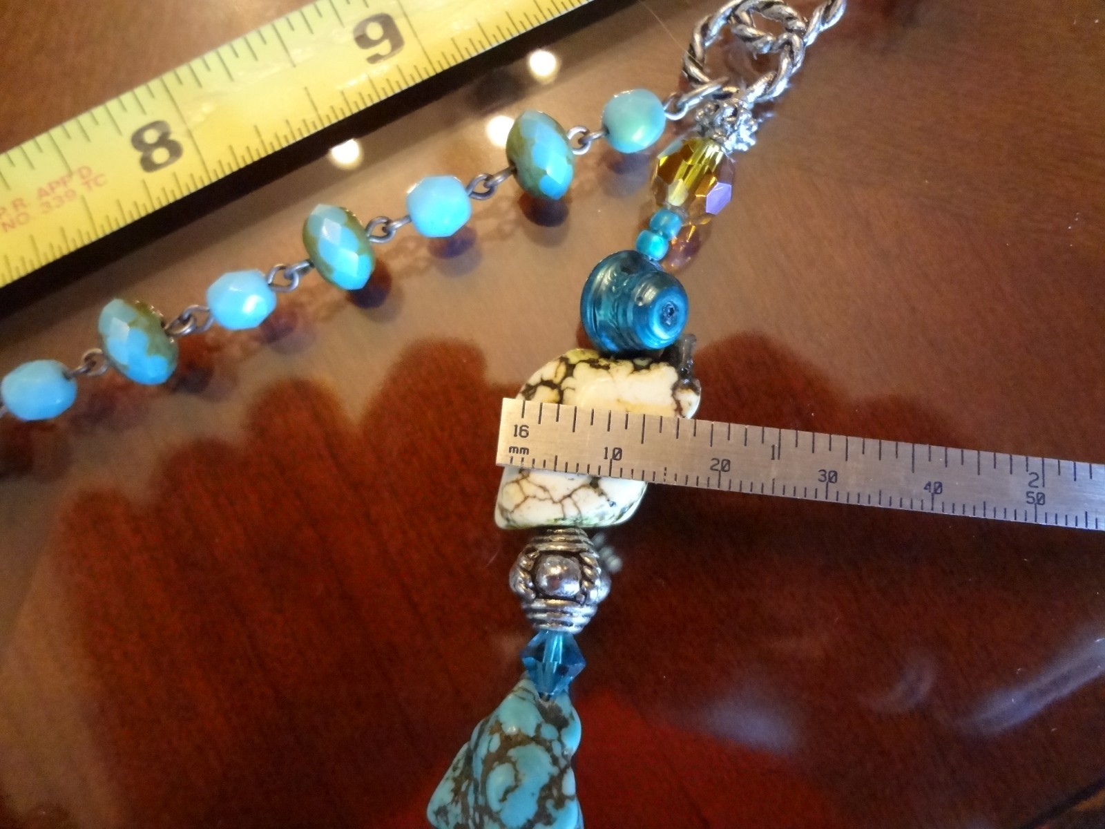 VINTAGE STERLING SILVER MIXED WITH STONES AND OTHER-925–VERY NICE ADJUSTABLE CH