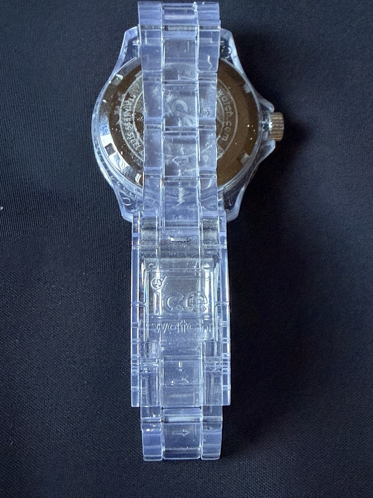 Ice-Watch Quartz 43mm Clear Plastic Bracelet Green Dial Rotating Bezel 100m